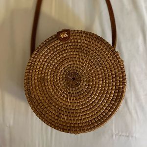 Bohemian straw circled bag